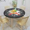 XISUNYA Poker Tournament Decor Round Fitted Tablecloth with Elastic Edge,Artistic Display Spread Chips with Poker Cards Print Polyester Table Cloth, Large, Fit Round Tables up 45"-56" Diameter, view 2