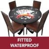 XISUNYA Poker Tournament Decor Round Fitted Tablecloth with Elastic Edge,Artistic Display Spread Chips with Poker Cards Print Polyester Table Cloth, Large, Fit Round Tables up 45"-56" Diameter, view 3
