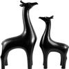 2 Pieces Deer Figurines Modern Couple Reindeer Sculpture Animal Crafts Ornaments for Christmas Table Living Room Decorations - Black view 1