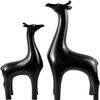 2 Pieces Deer Figurines Modern Couple Reindeer Sculpture Animal Crafts Ornaments for Christmas Table Living Room Decorations - Black view 2