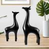 2 Pieces Deer Figurines Modern Couple Reindeer Sculpture Animal Crafts Ornaments for Christmas Table Living Room Decorations - Black view 4