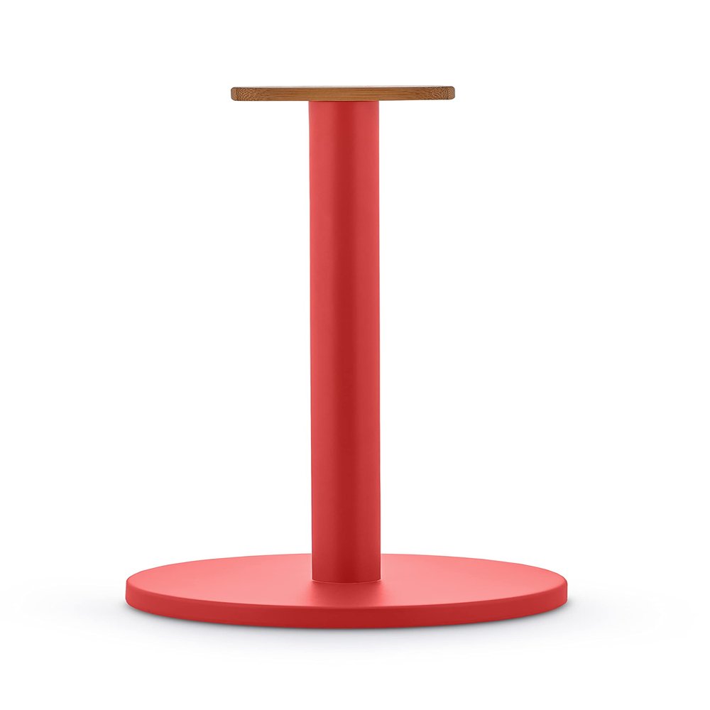 Alessi Mattina BG05 R - Design Kitchen Roll Holder, in Colored Steel with Epoxy Resin and Knob in Bamboo Wood, Red