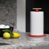 Alessi Mattina BG05 R - Design Kitchen Roll Holder, in Colored Steel with Epoxy Resin and Knob in Bamboo Wood, Red view 3