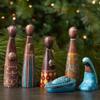 Colorful Batik Tabletop Nativity Set, Christmas Decorations, Wood Nativity, Indoor Decor, Religious, Christian, Catholic, Collectible Figurines, Manger Scene, Traditional, Handcrafted, Unique view 1