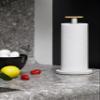 Alessi Mattina BG05 WG - Design Kitchen Roll Holder, in Colored Steel with Epoxy Resin and Knob in Bamboo Wood, Warm Gray view 3
