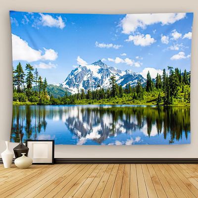 Snowy Mountain Peaks Tapestry Wall Hanging Mount Lake North Cascades National Park Wall Tapestry Wall Decor For Bedroom Living Room Outdoor Wall Art 28x37 Inch
