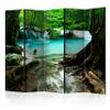 artgeist Acoustic Room Divider Waterfall 90x68 in - Double-Sided Folding Screen Print on Non-Woven Canvas Acoustic Foam 5 Panel Home Office Forest c-B-0375-z-c view 1