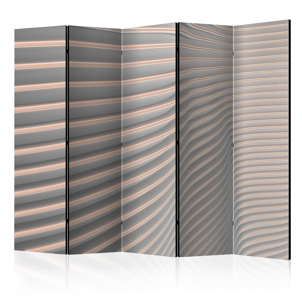 artgeist Acoustic Room Divider 3D Effect Abstract 90x68 in - Double-Sided Folding Screen Print on Non-Woven Canvas Acoustic Foam 5 Panel Home Office Design Lines Geometrical a-B-0093-z-c