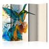 artgeist Acoustic Room Divider Bird 90x68 in - Double-Sided Folding Screen Print on Non-Woven Canvas Acoustic Foam 5 Panel Home Office Design Nature Flowers Tree Like Painted g-C-0162-z-c view 1