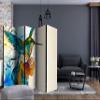 artgeist Acoustic Room Divider Bird 90x68 in - Double-Sided Folding Screen Print on Non-Woven Canvas Acoustic Foam 5 Panel Home Office Design Nature Flowers Tree Like Painted g-C-0162-z-c view 2