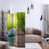 artgeist Acoustic Room Divider Forest 53x68 in - Double-Sided Folding Screen Print on Non-Woven Canvas Acoustic Foam 3 Panel Home Office Design Landscape Nature Stream Bridge c-A-0068-z-b view 2