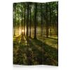 artgeist Acoustic Room Divider Forest Tree Nature 53x68 in - Double-Sided Folding Screen Print on Non-Woven Canvas Acoustic Foam 3 Panel Home Office Green c-B-0027-z-b view 1