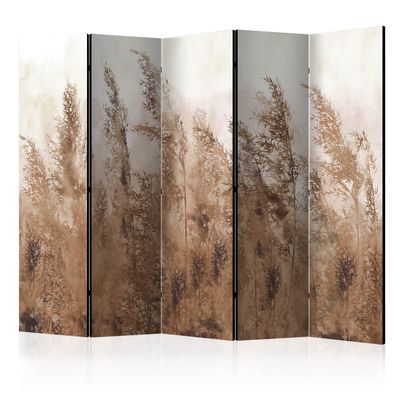 artgeist Acoustic Room Divider Pampasgras 90x68 in - Double-Sided Folding Screen Print on Non-Woven Canvas Acoustic Foam 5 Panel Home Office Design TrockenFlowers Nature b-A-0724-z-c