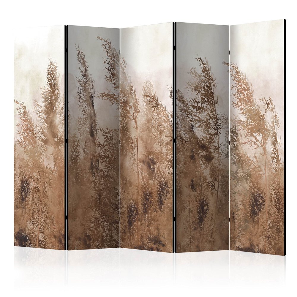 artgeist Acoustic Room Divider Pampasgras 90x68 in - Double-Sided Folding Screen Print on Non-Woven Canvas Acoustic Foam 5 Panel Home Office Design TrockenFlowers Nature b-A-0724-z-c