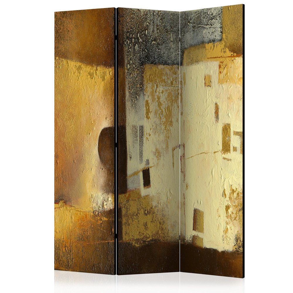 artgeist Acoustic Room Divider Abstract 53x68 in - Double-Sided Folding Screen Print on Non-Woven Canvas Acoustic Foam 3 Panel Home Office Brown Beige Grey f-A-0518-z-b