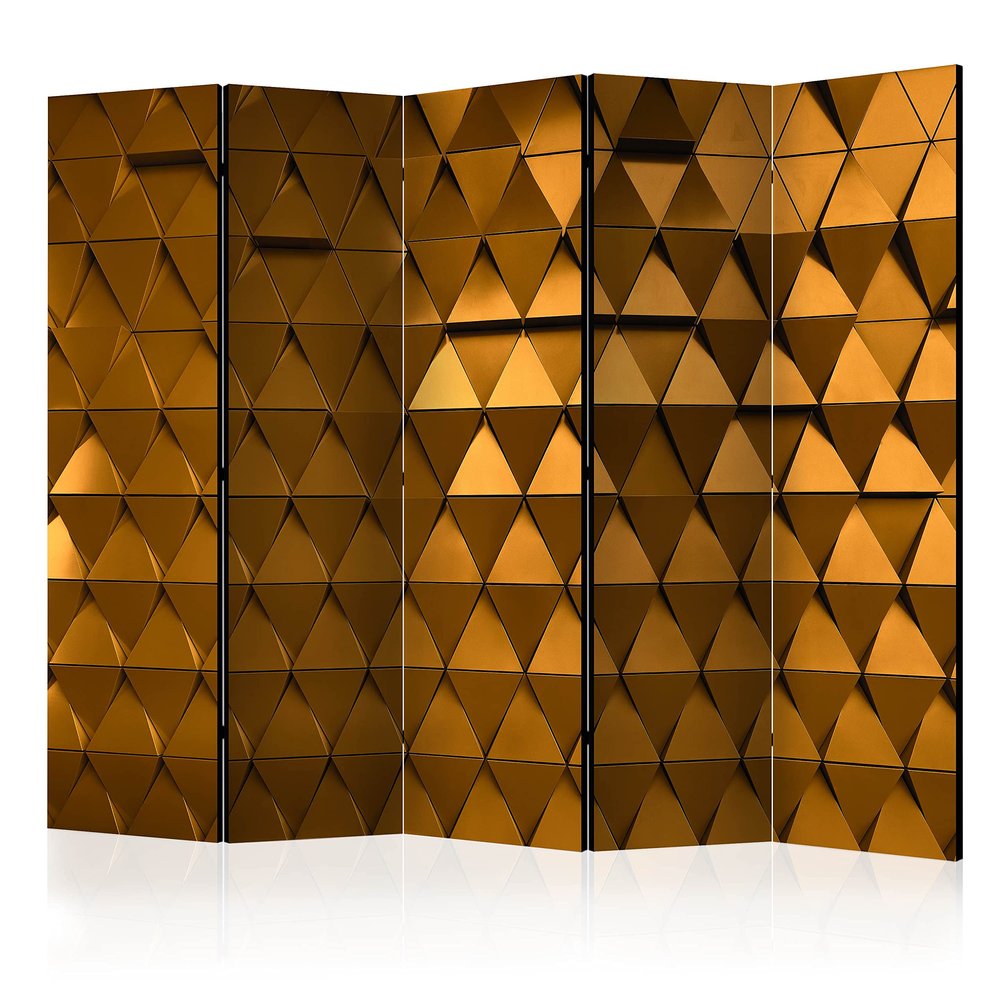 artgeist Acoustic Room Divider 3D Effect Abstract 90x68 in - Double-Sided Folding Screen Print on Non-Woven Canvas Acoustic Foam 5 Panel Home Office Design Geometrical Orange f-A-0819-z-c