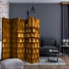 artgeist Acoustic Room Divider 3D Effect Abstract 90x68 in - Double-Sided Folding Screen Print on Non-Woven Canvas Acoustic Foam 5 Panel Home Office Design Geometrical Orange f-A-0819-z-c view 2