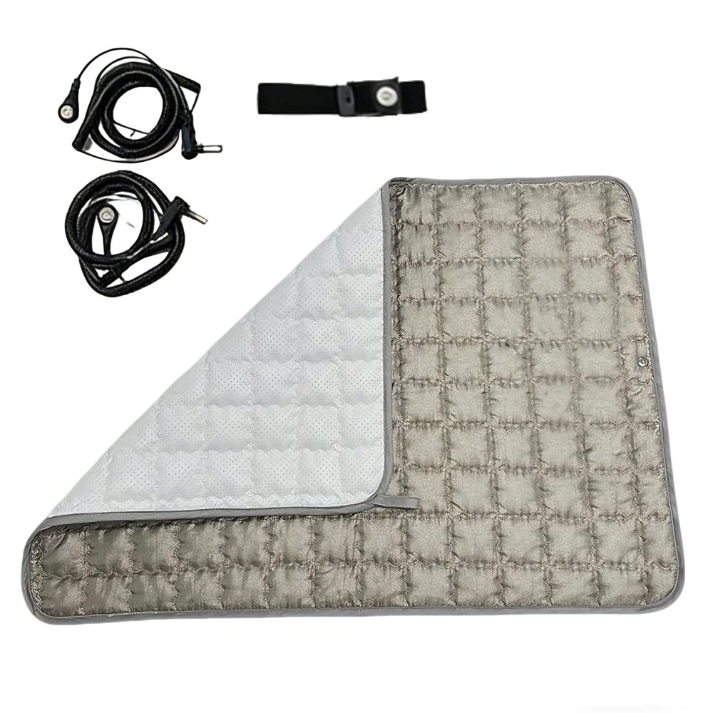 Amradield Silver Cotton Grounding Mat 20"x27" Breathable Soft Cotton Silver Fiber for Improves Sleep Promotes Circulation, Earthing Pad for Anti Inflammation Relief Stress Pain used on Bed Sofa Floor