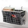 hosis School Dormitory Upper bunk Bedside Storage Hanging Bag Fabric Sundries Basket Household Essential (Black Plaid, 31*20*11) view 1