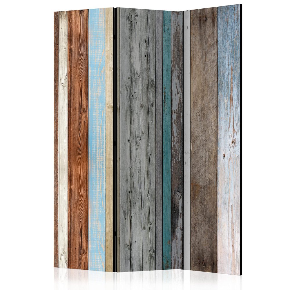 artgeist Acoustic Room Divider Faux Wood 53x68 in - Double-Sided Folding Screen Print on Non-Woven Canvas Acoustic Foam 3 Panel Home Office Wood Look Boards f-A-0355-z-b