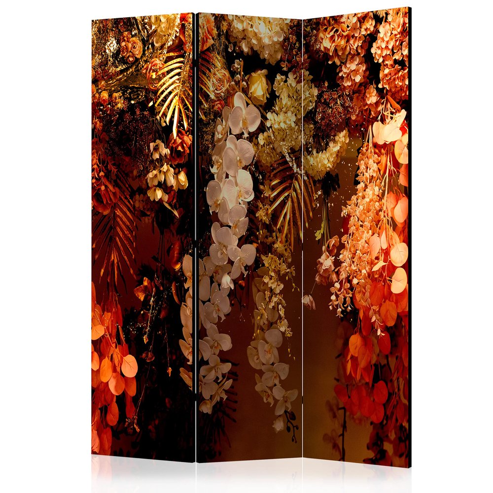 artgeist Acoustic Room Divider Flowers 53x68 in - Double-Sided Folding Screen Print on Non-Woven Canvas Acoustic Foam 3 Panel Home Office Design Orchids Nature Ivy Abstract b-C-0955-z-b