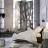 artgeist Acoustic Room Divider Feather Water Drops 53x68 in - Double-Sided Folding Screen Print on Non-Woven Canvas Acoustic Foam 3 Panel Home Office Beige Grey b-B-0197-z-b view 2