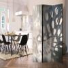 artgeist Acoustic Room Divider Feather Water Drops 53x68 in - Double-Sided Folding Screen Print on Non-Woven Canvas Acoustic Foam 3 Panel Home Office Beige Grey b-B-0197-z-b view 3