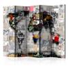 artgeist Acoustic Room Divider World Map Banksy 90x68 in - Double-Sided Folding Screen Print on Non-Woven Canvas Acoustic Foam 5 Panel Home Office Beige Brown Red k-C-0055-z-c view 1