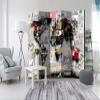 artgeist Acoustic Room Divider World Map Banksy 90x68 in - Double-Sided Folding Screen Print on Non-Woven Canvas Acoustic Foam 5 Panel Home Office Beige Brown Red k-C-0055-z-c view 2