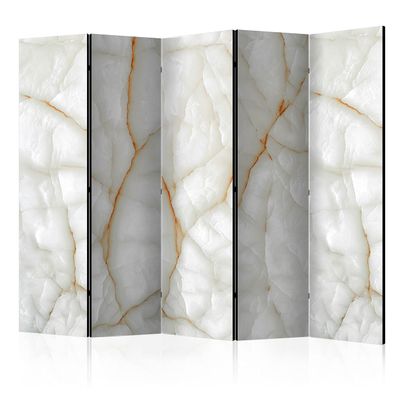 artgeist Acoustic Room Divider Marble 90x68 in - Double-Sided Folding Screen Print on Non-Woven Canvas Acoustic Foam 5 Panel Home Office Design White Stone Marble f-C-0241-z-c