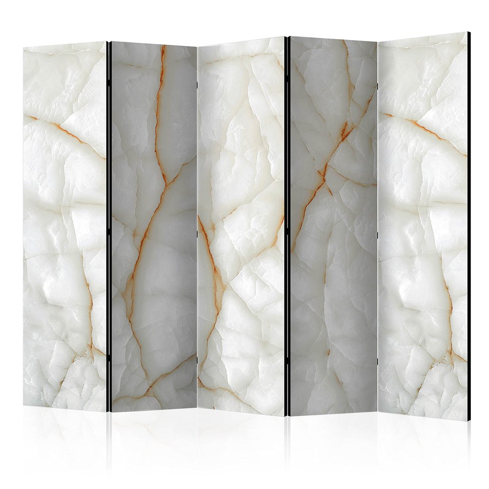 artgeist Acoustic Room Divider Marble 90x68 in - Double-Sided Folding Screen Print on Non-Woven Canvas Acoustic Foam 5 Panel Home Office Design White Stone Marble f-C-0241-z-c