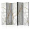 artgeist Acoustic Room Divider Marble 90x68 in - Double-Sided Folding Screen Print on Non-Woven Canvas Acoustic Foam 5 Panel Home Office Design White Stone Marble f-C-0241-z-c view 1