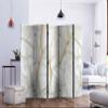 artgeist Acoustic Room Divider Marble 90x68 in - Double-Sided Folding Screen Print on Non-Woven Canvas Acoustic Foam 5 Panel Home Office Design White Stone Marble f-C-0241-z-c view 3