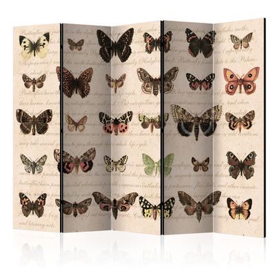 artgeist Acoustic Room Divider Vintage Nature Butterfly 90x68 in - Double-Sided Folding Screen Print on Non-Woven Canvas Acoustic Foam 5 Panel Home Office g-C-0032-z-c