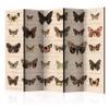 artgeist Acoustic Room Divider Vintage Nature Butterfly 90x68 in - Double-Sided Folding Screen Print on Non-Woven Canvas Acoustic Foam 5 Panel Home Office g-C-0032-z-c view 1