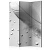 artgeist Acoustic Room Divider Feather Water Drops 53x68 in - Double-Sided Folding Screen Print on Non-Woven Canvas Acoustic Foam 3 Panel Home Office Grey b-B-0198-z-b view 1