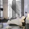 artgeist Acoustic Room Divider Feather Water Drops 53x68 in - Double-Sided Folding Screen Print on Non-Woven Canvas Acoustic Foam 3 Panel Home Office Grey b-B-0198-z-b view 3