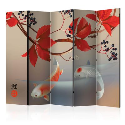 artgeist Acoustic Room Divider Orient Japan Asia 90x68 in - Double-Sided Folding Screen Print on Non-Woven Canvas Acoustic Foam 5 Panel Home Office Fishe Zen p-C-0004-z-c