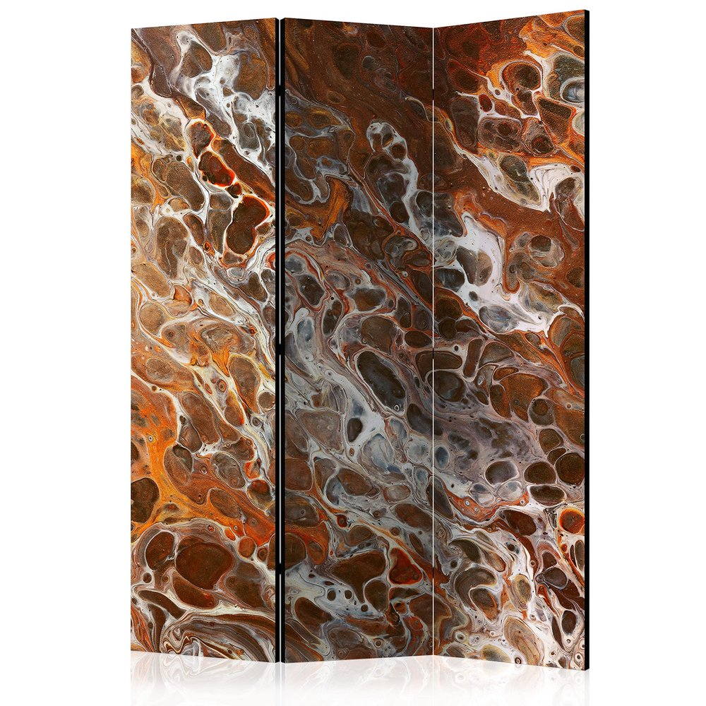 artgeist Acoustic Room Divider Abstract 53x68 in - Double-Sided Folding Screen Print on Non-Woven Canvas Acoustic Foam 3 Panel Home Office Design Marble Cement Watercolor Brown f-A-0742-z-b