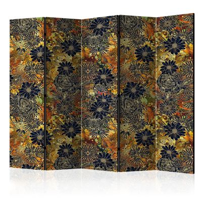 artgeist Acoustic Room Divider Abstract Flowers 90x68 in - Double-Sided Folding Screen Print on Non-Woven Canvas Acoustic Foam 5 Panel Home Office Design Botanica Plants o-B-0001-z-c