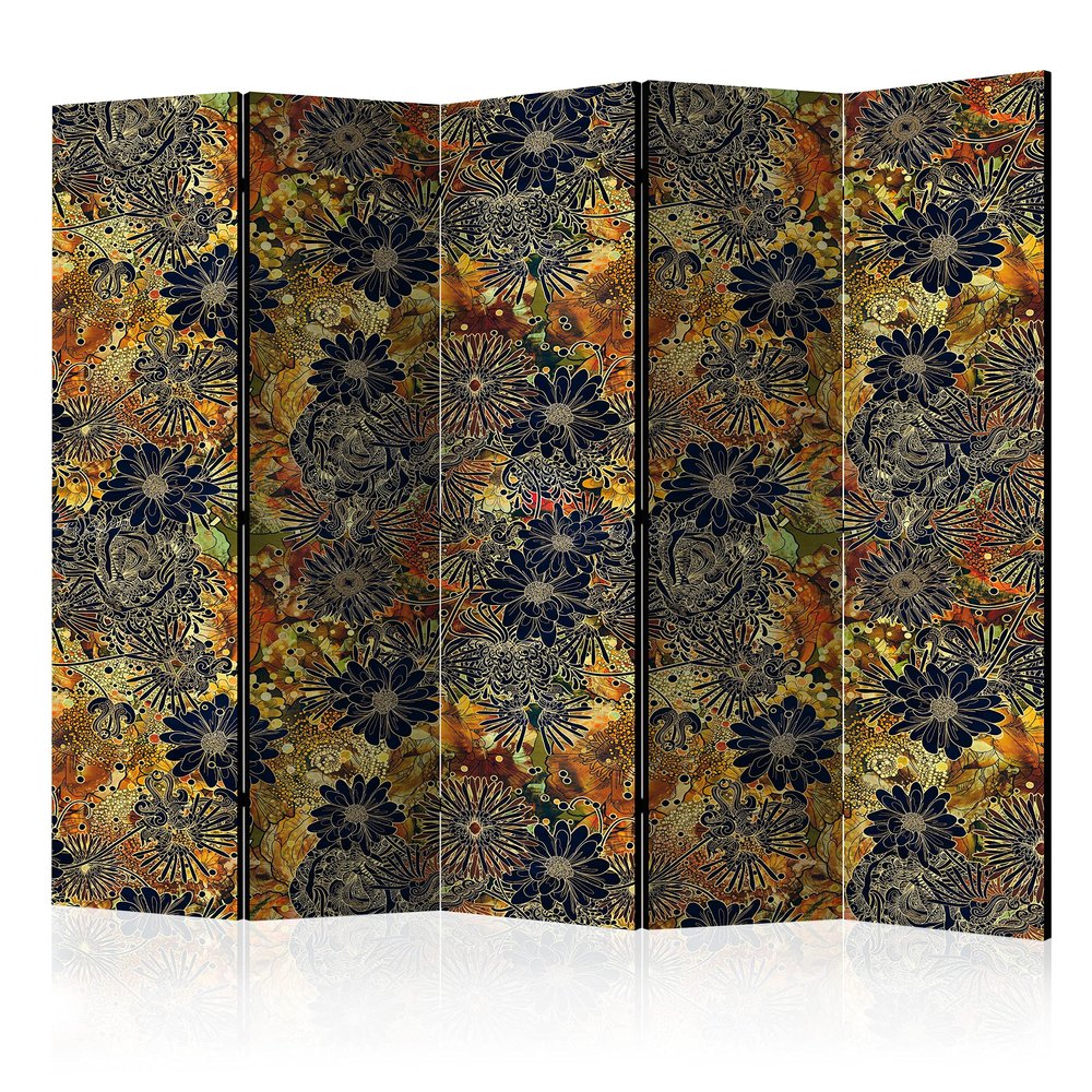 artgeist Acoustic Room Divider Abstract Flowers 90x68 in - Double-Sided Folding Screen Print on Non-Woven Canvas Acoustic Foam 5 Panel Home Office Design Botanica Plants o-B-0001-z-c