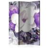 artgeist Acoustic Room Divider Magnolias Abstract 53x68 in - Double-Sided Folding Screen Print on Non-Woven Canvas Acoustic Foam 3 Panel Home Office Violet White b-A-0298-z-b view 1