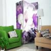 artgeist Acoustic Room Divider Magnolias Abstract 53x68 in - Double-Sided Folding Screen Print on Non-Woven Canvas Acoustic Foam 3 Panel Home Office Violet White b-A-0298-z-b view 2