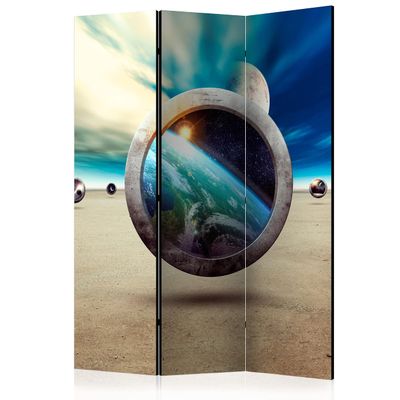 artgeist Acoustic Room Divider Abstract 53x68 in - Double-Sided Folding Screen Print on Non-Woven Canvas Acoustic Foam 3 Panel Home Office Design Cosmos Planets Earth Sky c-C-0252-z-b