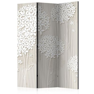 artgeist Acoustic Room Divider Flowers 53x68 in - Double-Sided Folding Screen Print on Non-Woven Canvas Acoustic Foam 3 Panel Home Office Design Nature Beige b-C-0008-z-b