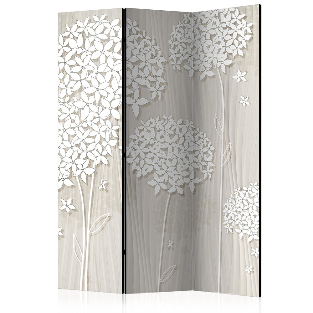 artgeist Acoustic Room Divider Flowers 53x68 in - Double-Sided Folding Screen Print on Non-Woven Canvas Acoustic Foam 3 Panel Home Office Design Nature Beige b-C-0008-z-b