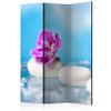 artgeist Acoustic Room Divider Spa Zen 53x68 in - Double-Sided Folding Screen Print on Non-Woven Canvas Acoustic Foam 3 Panel Home Office Blue Rose White b-B-0189-z-b view 1