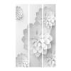artgeist Acoustic Room Divider 3D Effect 53x68 in - Double-Sided Folding Screen Print on Non-Woven Canvas Acoustic Foam 3 Panel Home Office Design White Flowers Sculpture b-B-0076-z-b view 4