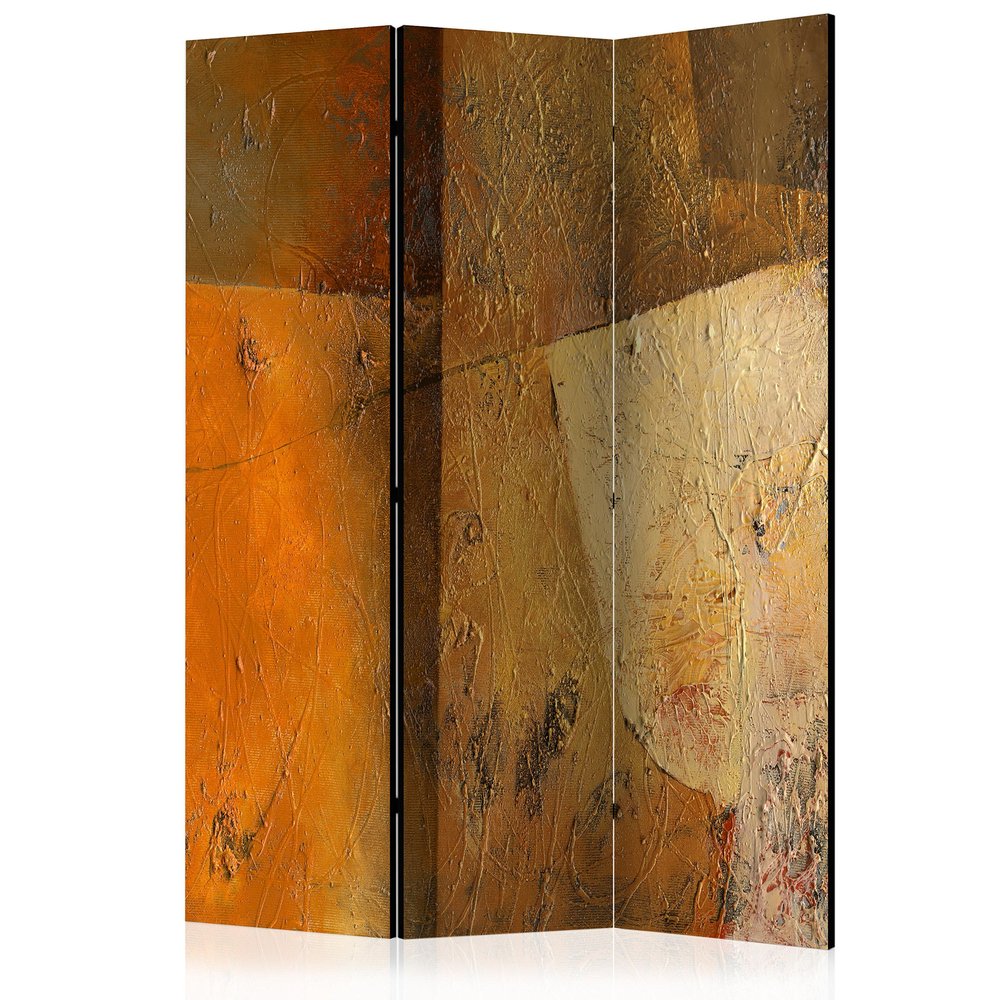 artgeist Acoustic Room Divider Abstract 53x68 in - Double-Sided Folding Screen Print on Non-Woven Canvas Acoustic Foam 3 Panel Home Office Brown Beige f-A-0517-z-b