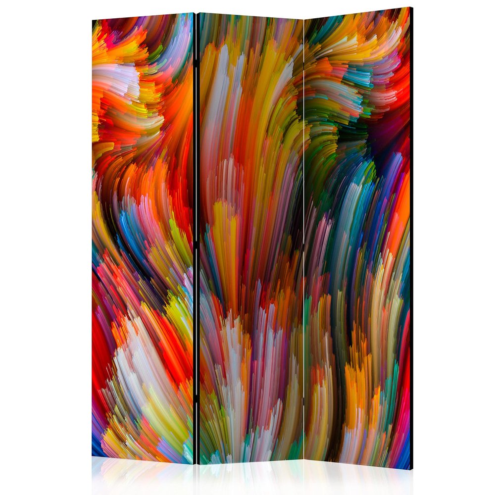 artgeist Acoustic Room Divider Abstract 53x68 in - Double-Sided Folding Screen Print on Non-Woven Canvas Acoustic Foam 3 Panel Home Office Design Colorful Black Like Painted a-B-0019-z-b